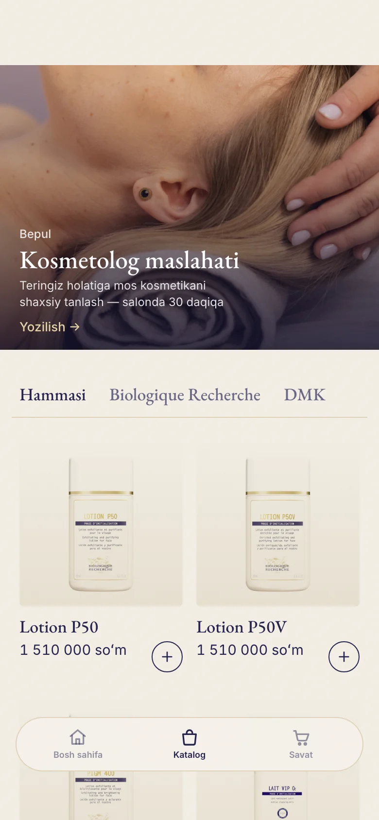 Biologique Recherche kosmetika katalogi