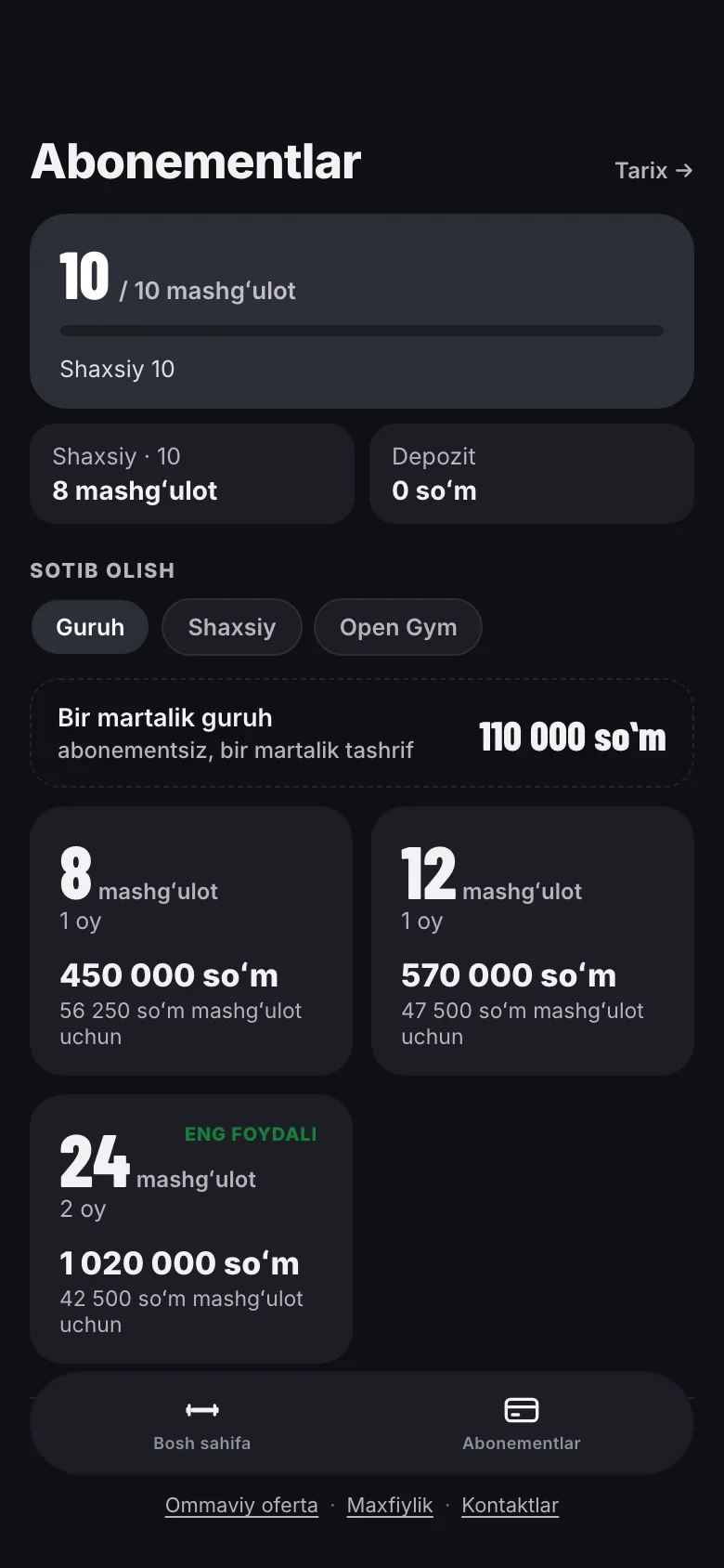 VOIN abonementlari